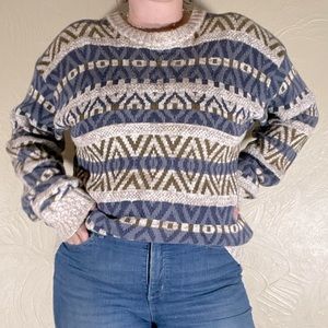 Vtg Northwest Territory Cotton Ramie Fair Isle Oversized Grandpa Sweater XL